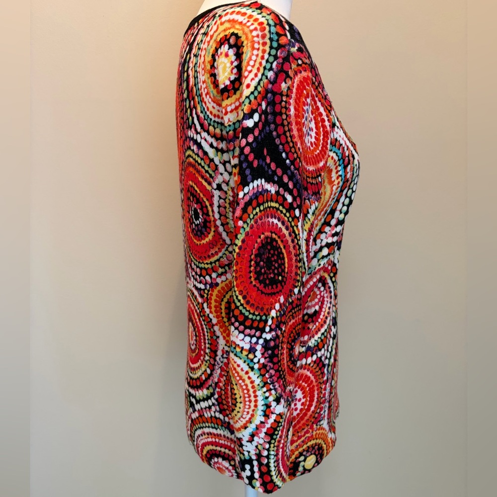 #147  Joseph Beautiful Multicolor Button Down Cardigan, Circular Design. - Picture 4 of 12
